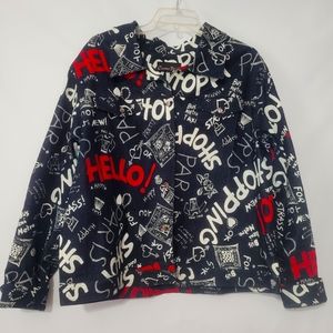 Cactus Flower Graffiti Button Down Jacket Size XL